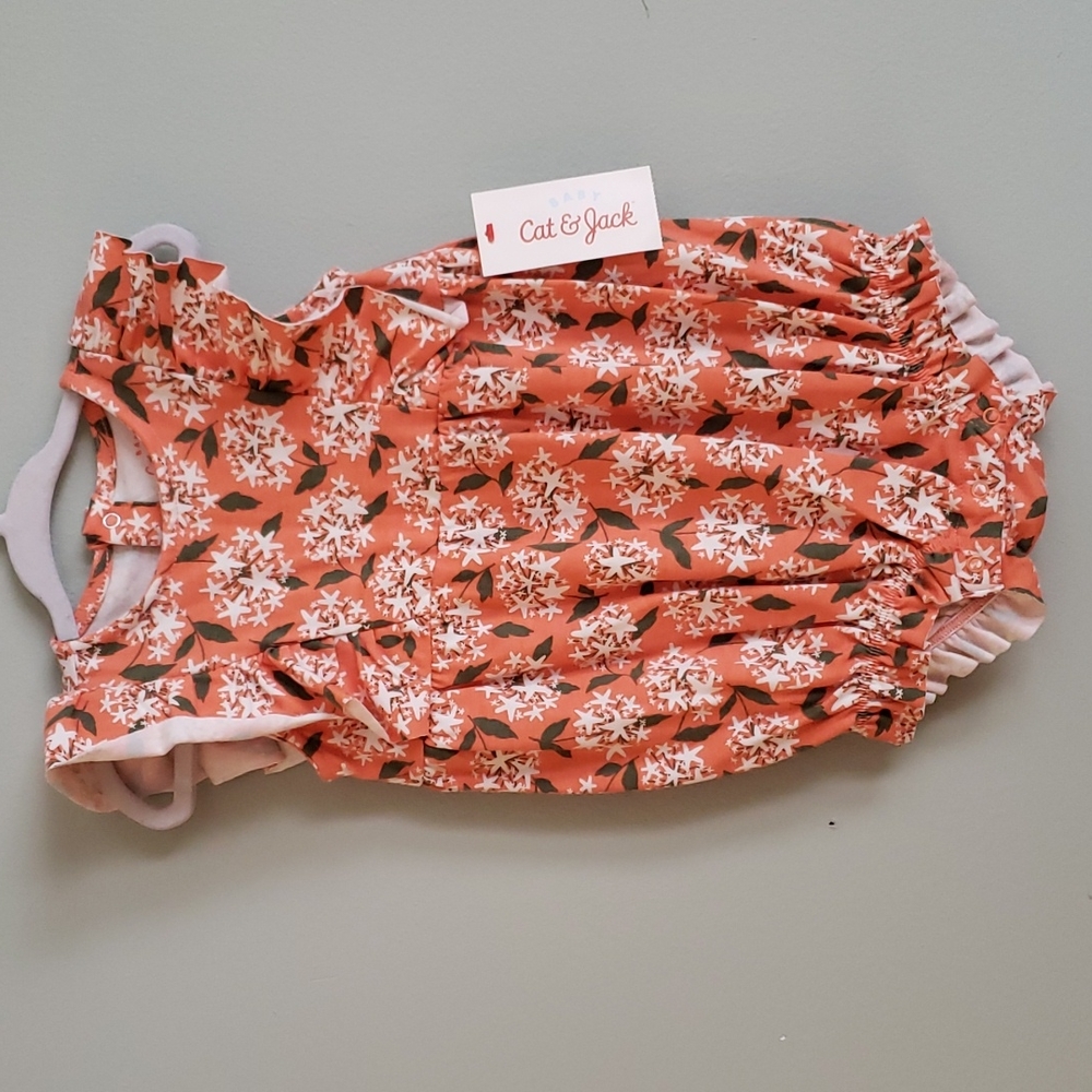 Cat & Jack orange and olive green baby/toddler romper